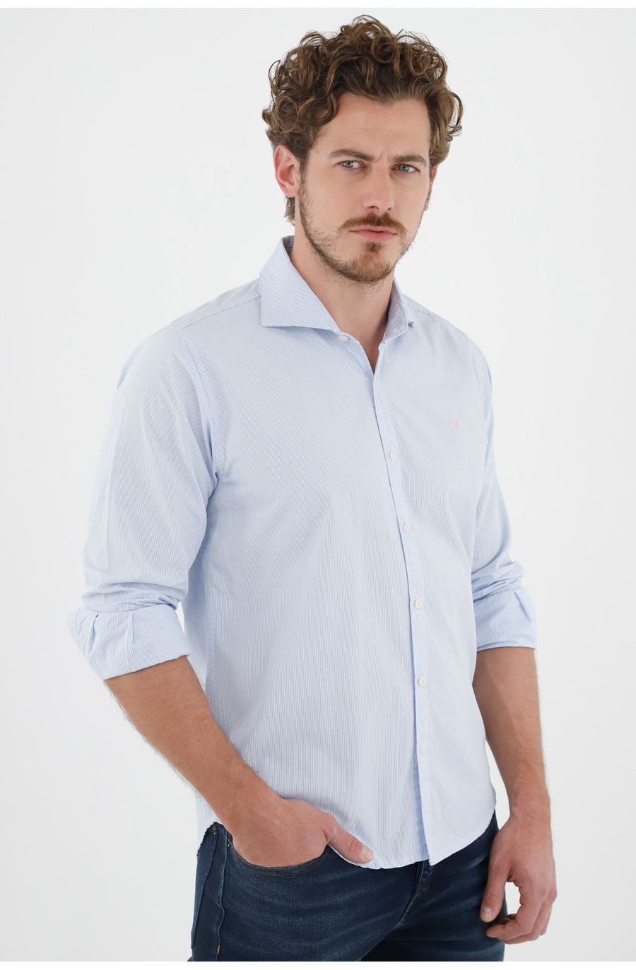 Camisa clásica azul para hombre
