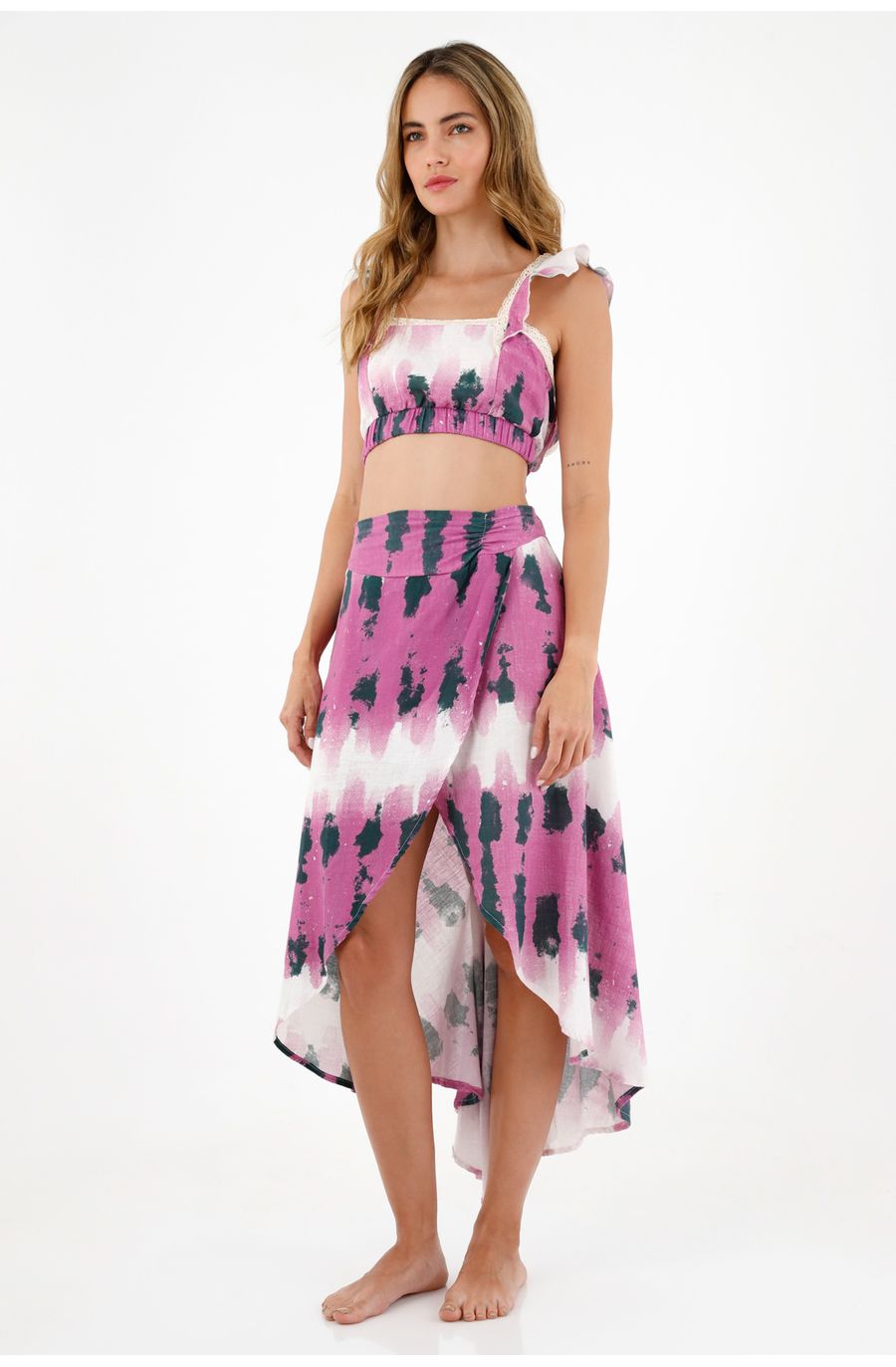 Falda morada con estampado para mujer