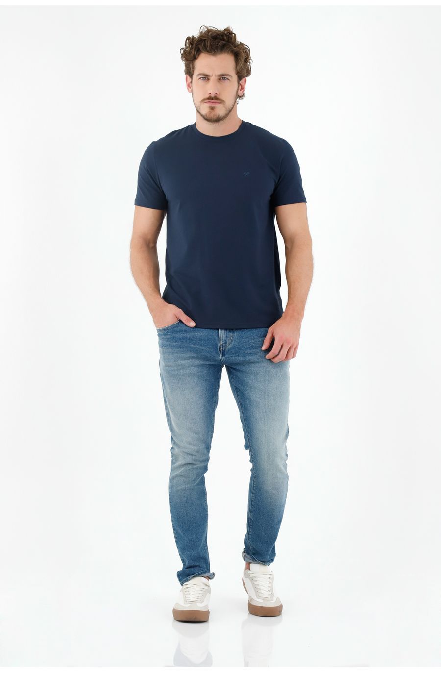 Camiseta azul cuello redondo para hombre