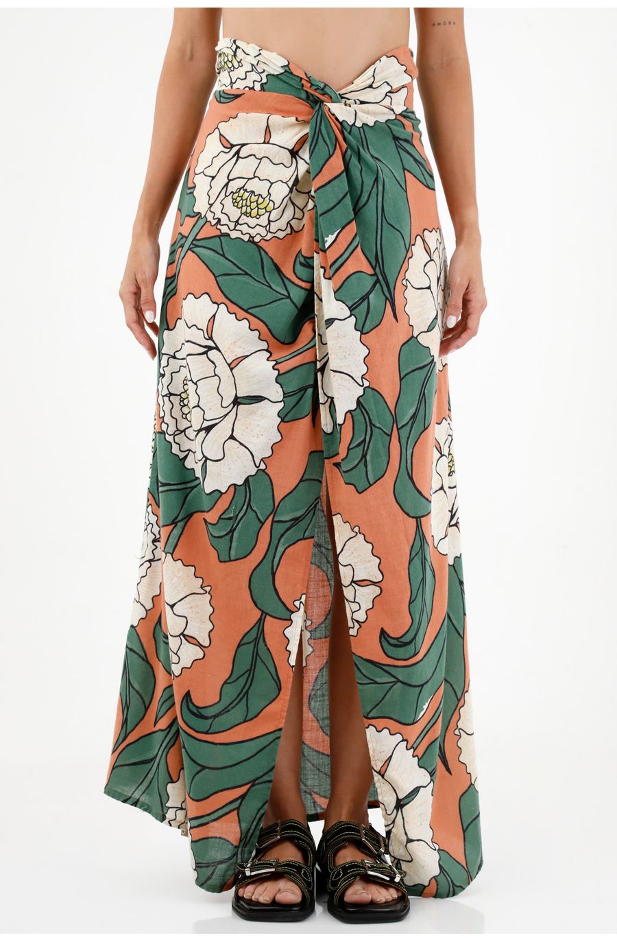 Falda larga estampada para mujer