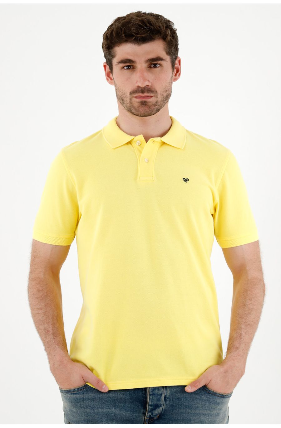 Polo amarilla raqueta multicolor para hombre