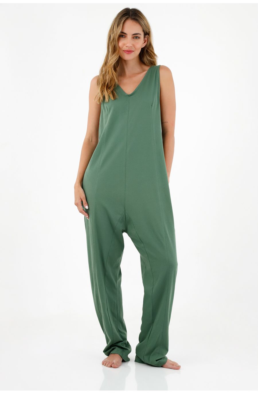 Enterizo verde manga sisa para mujer