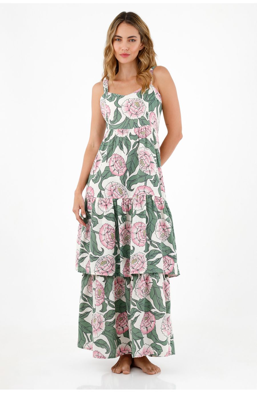 Vestido largo estampado de flores para mujer