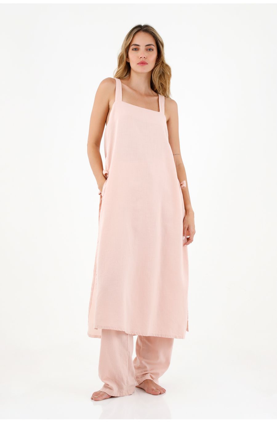 Camisa rosada de tiras para mujer