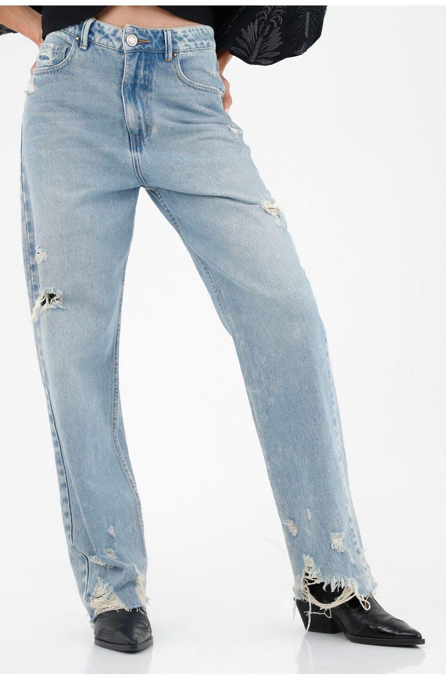 Jean azul con rotos para mujer