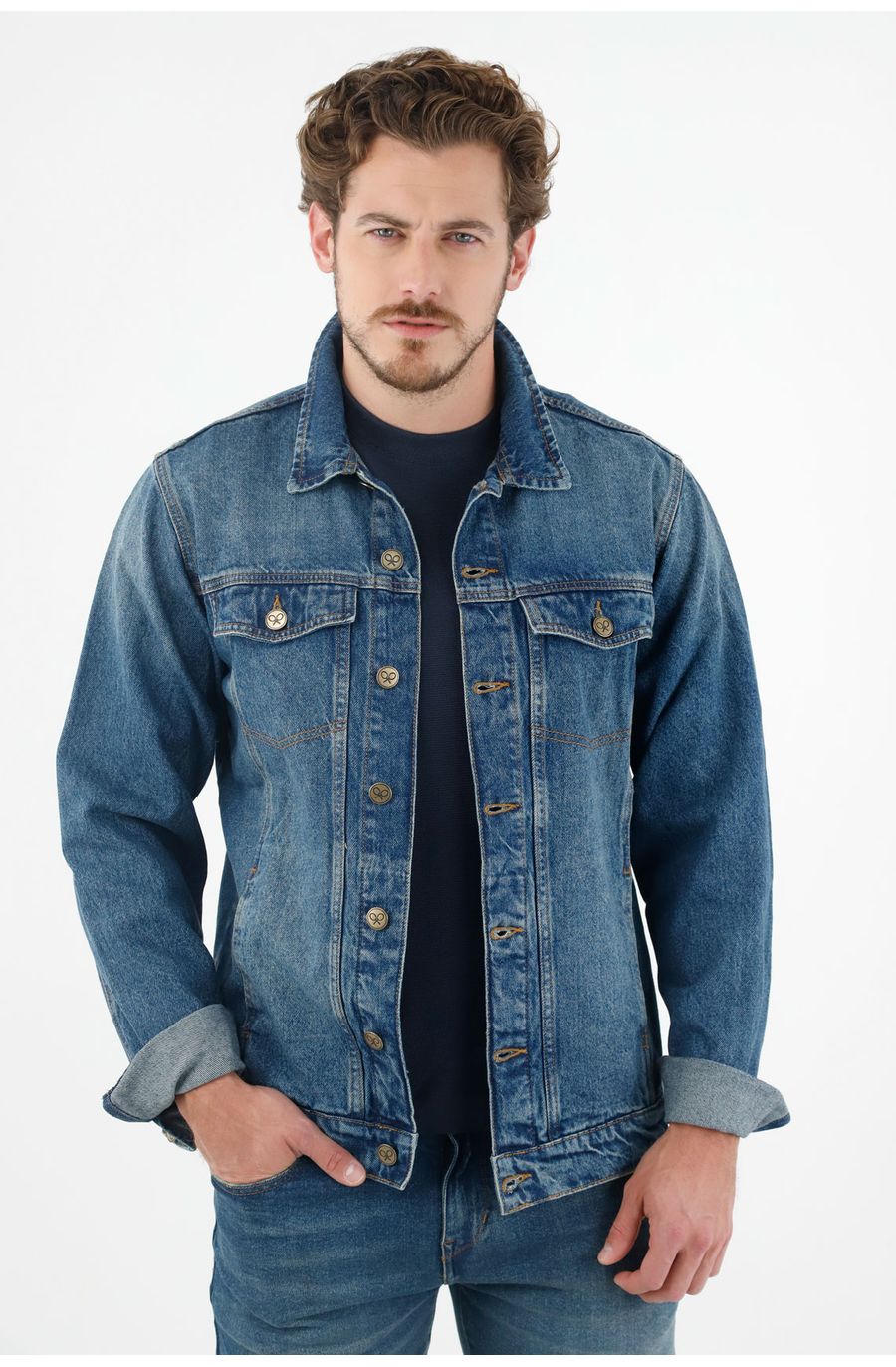 Chaqueta azul de jean para hombre