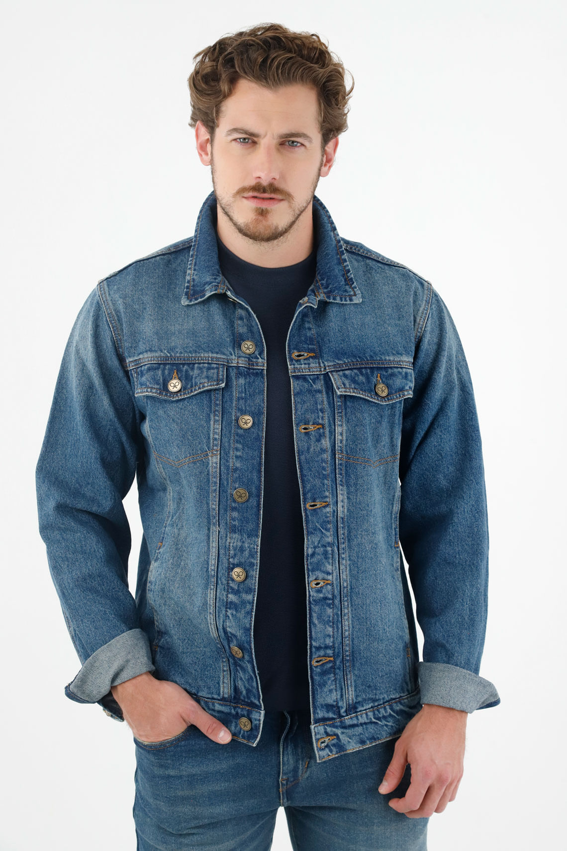 Chaqueta azul de jean para hombre