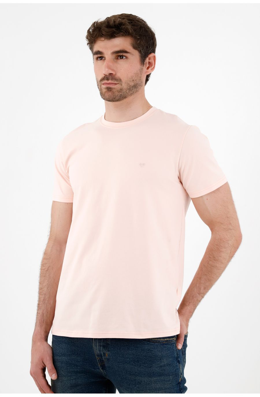 Camiseta rosada cuello redondo para hombre
