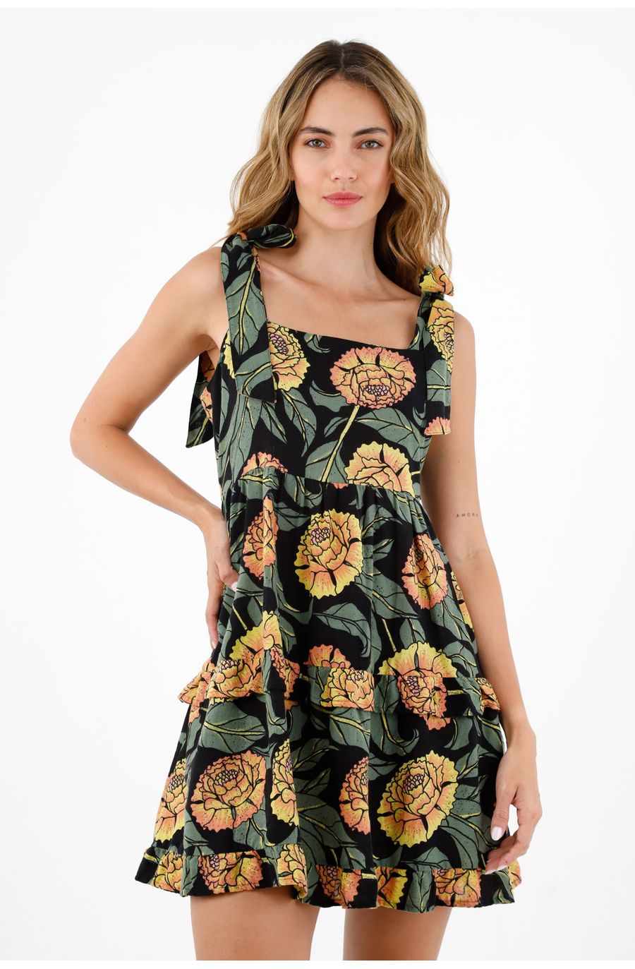 Vestido estampado con boleros para mujer