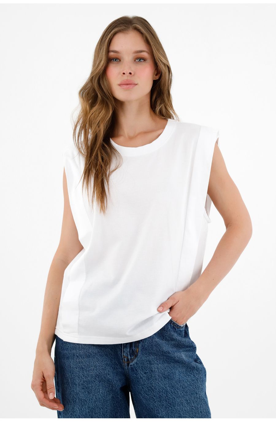 Camiseta manga sisa blanca para mujer