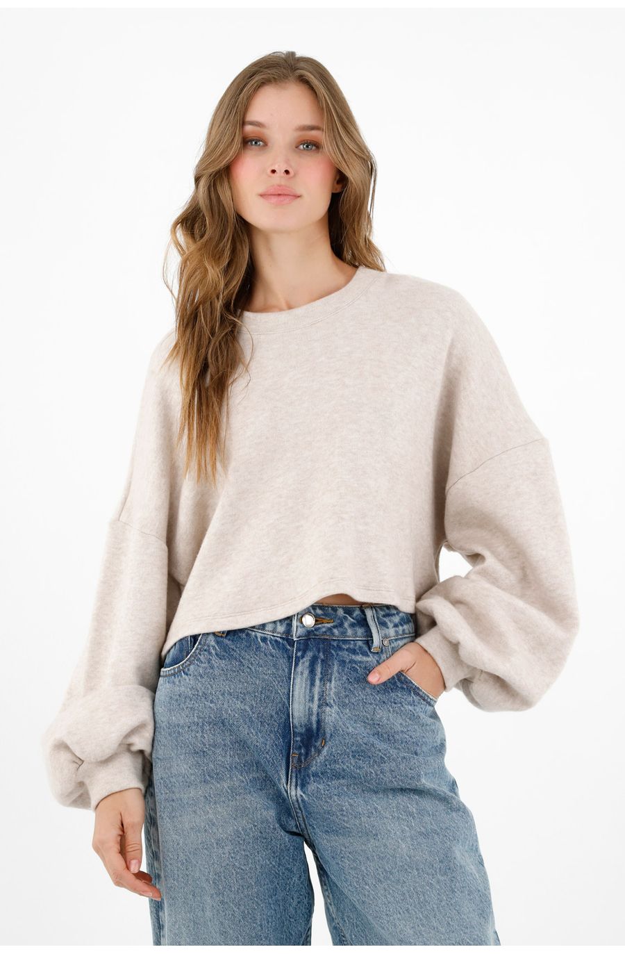 Buzo en tela perchada café para mujer