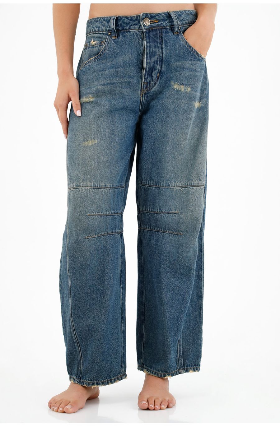 Jean azul bota rectapara mujer