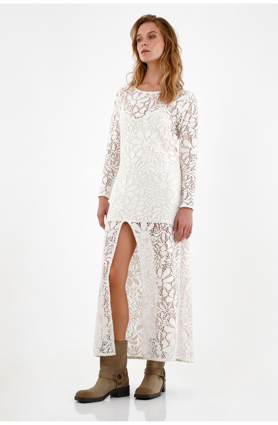 Vestido crudo tejido para mujer