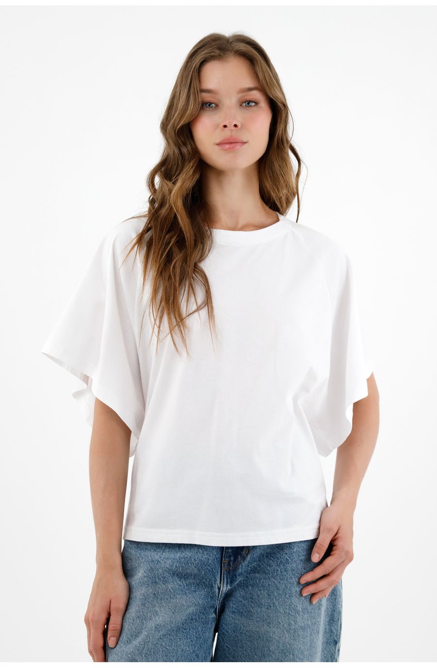 Camiseta manga amplia blanca para mujer