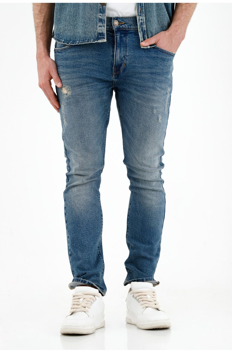 Jean Nudy azul con rotos para hombre