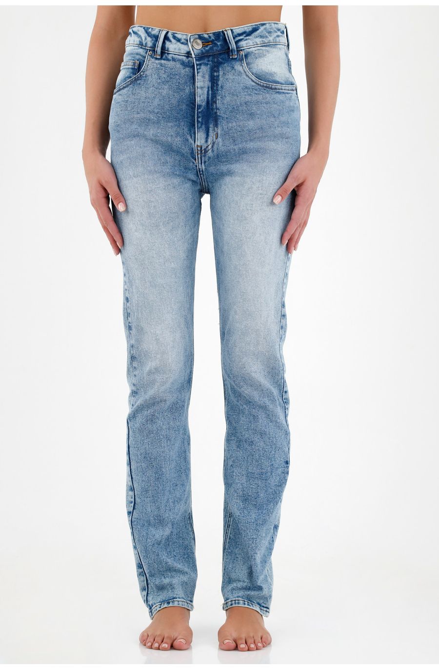 Jean de tiro alto azul para mujer