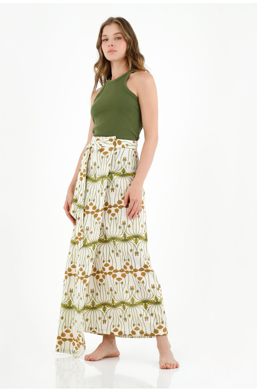 Falda estampada con ajuste en cintura para mujer
