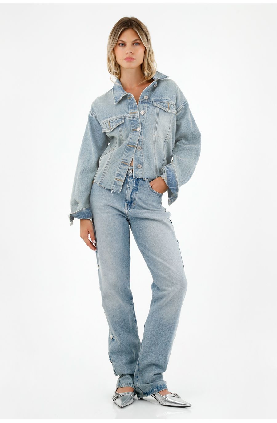 Chaqueta azul tipo Trucker para mujer