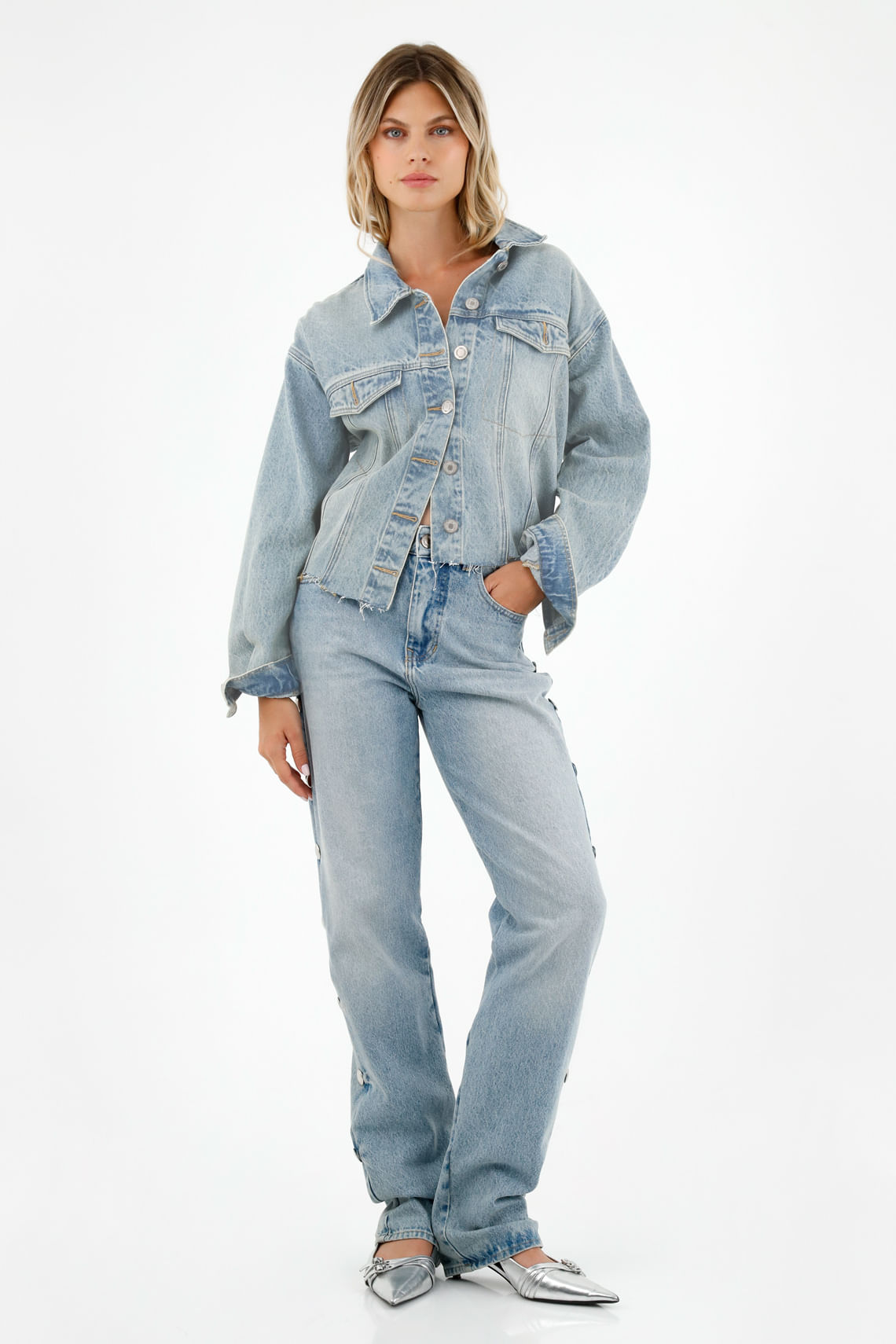 Chaqueta azul tipo Trucker para mujer