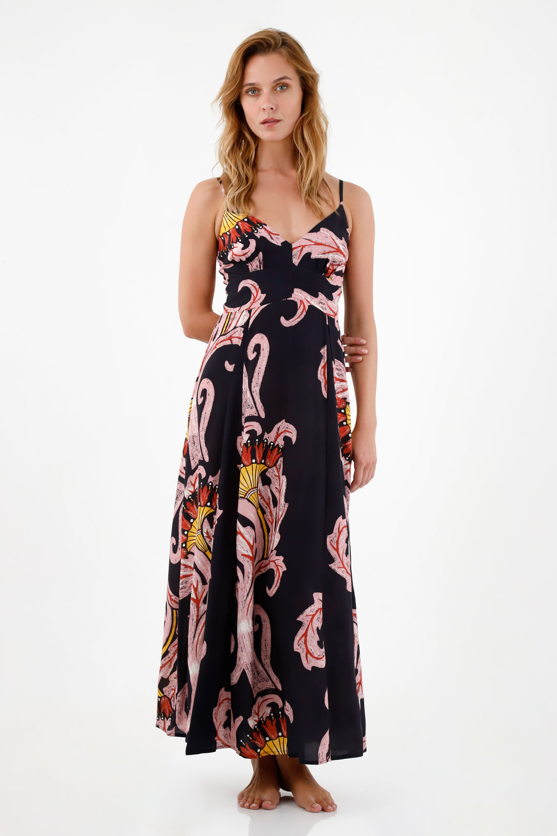 Vestido estampado largo para mujer