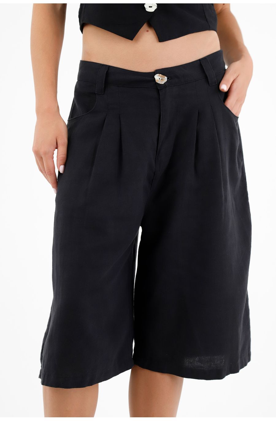 Bermuda negra larga para mujer