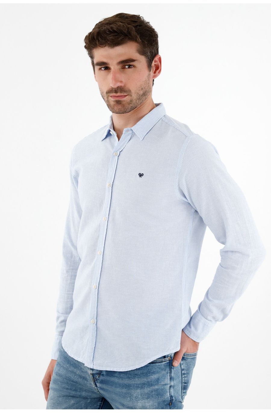 Camisa clásica azul para hombre