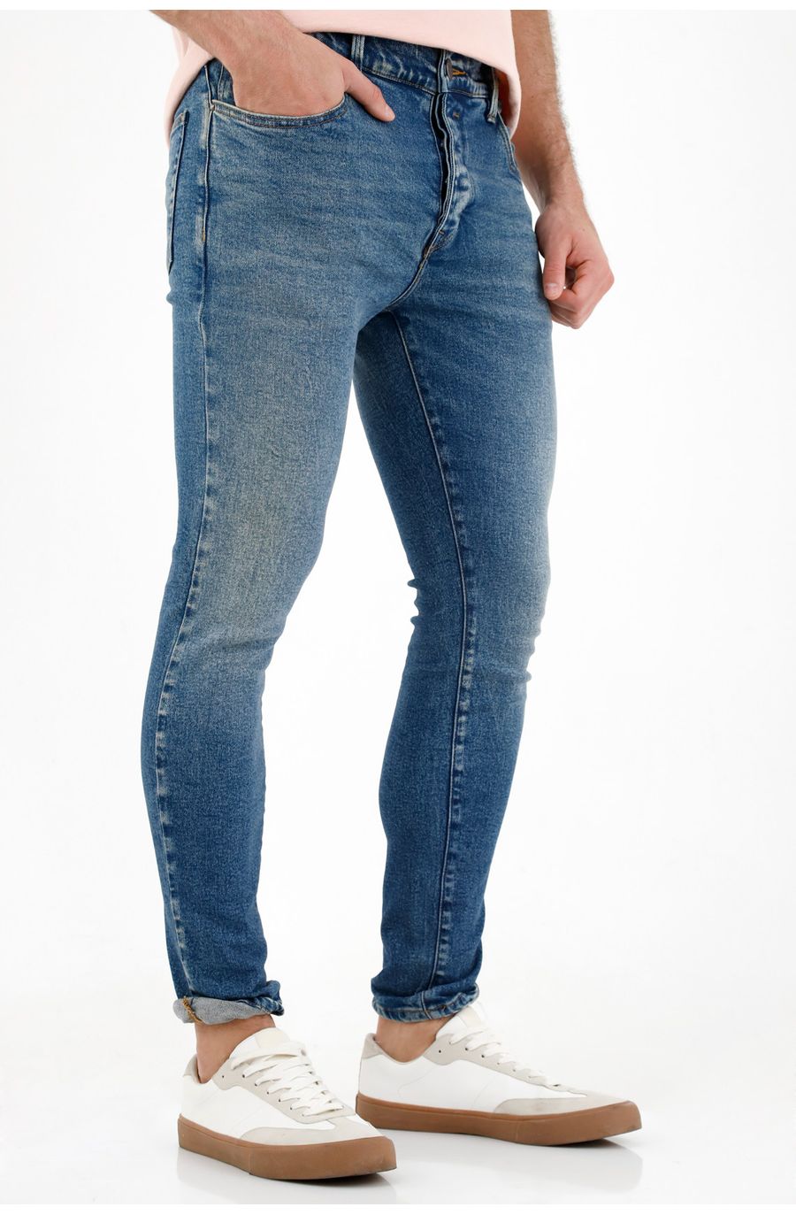 Jean azul con pigmento localizado para hombre