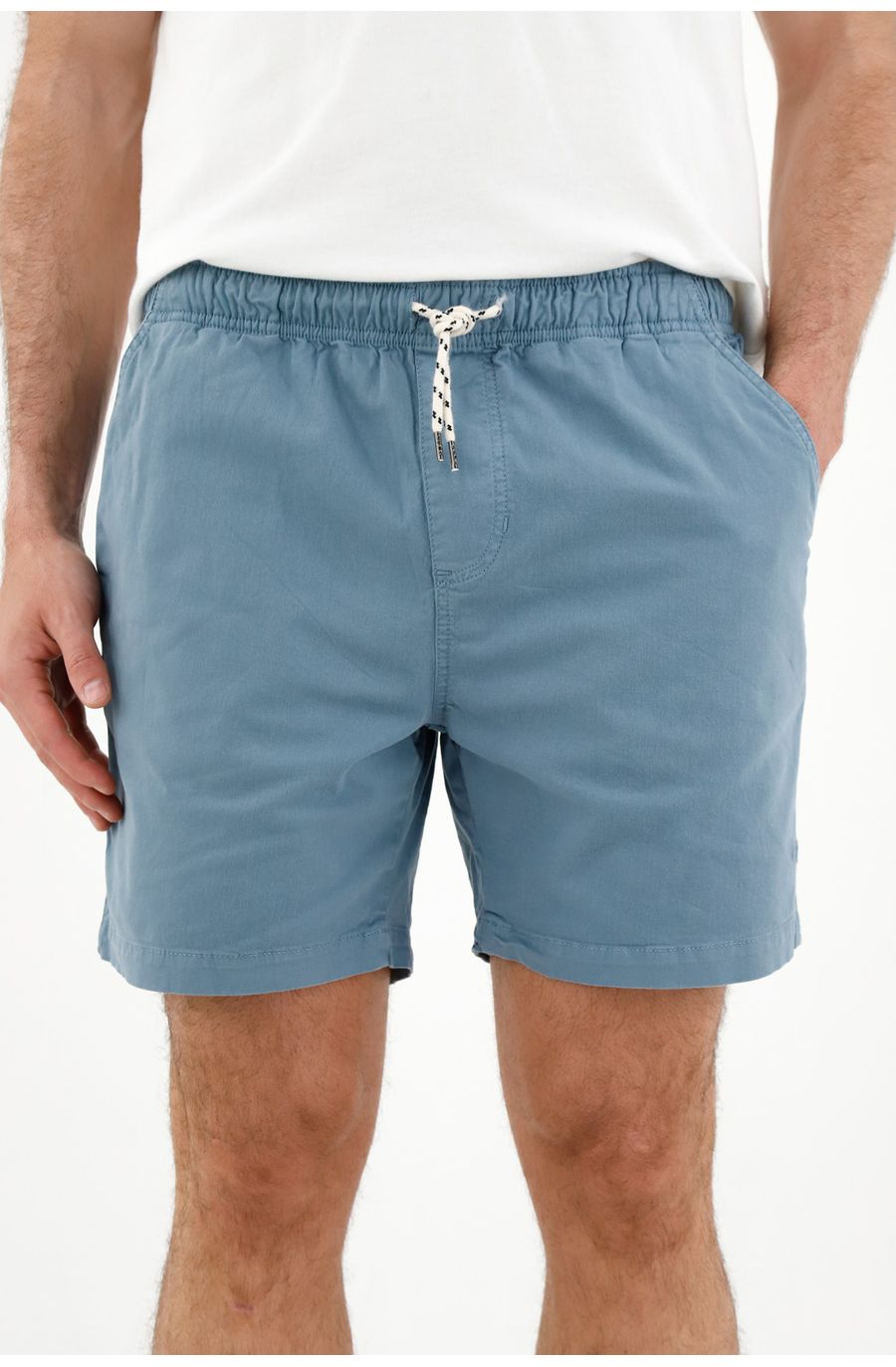 Bermuda azul con pretina elástica para hombre