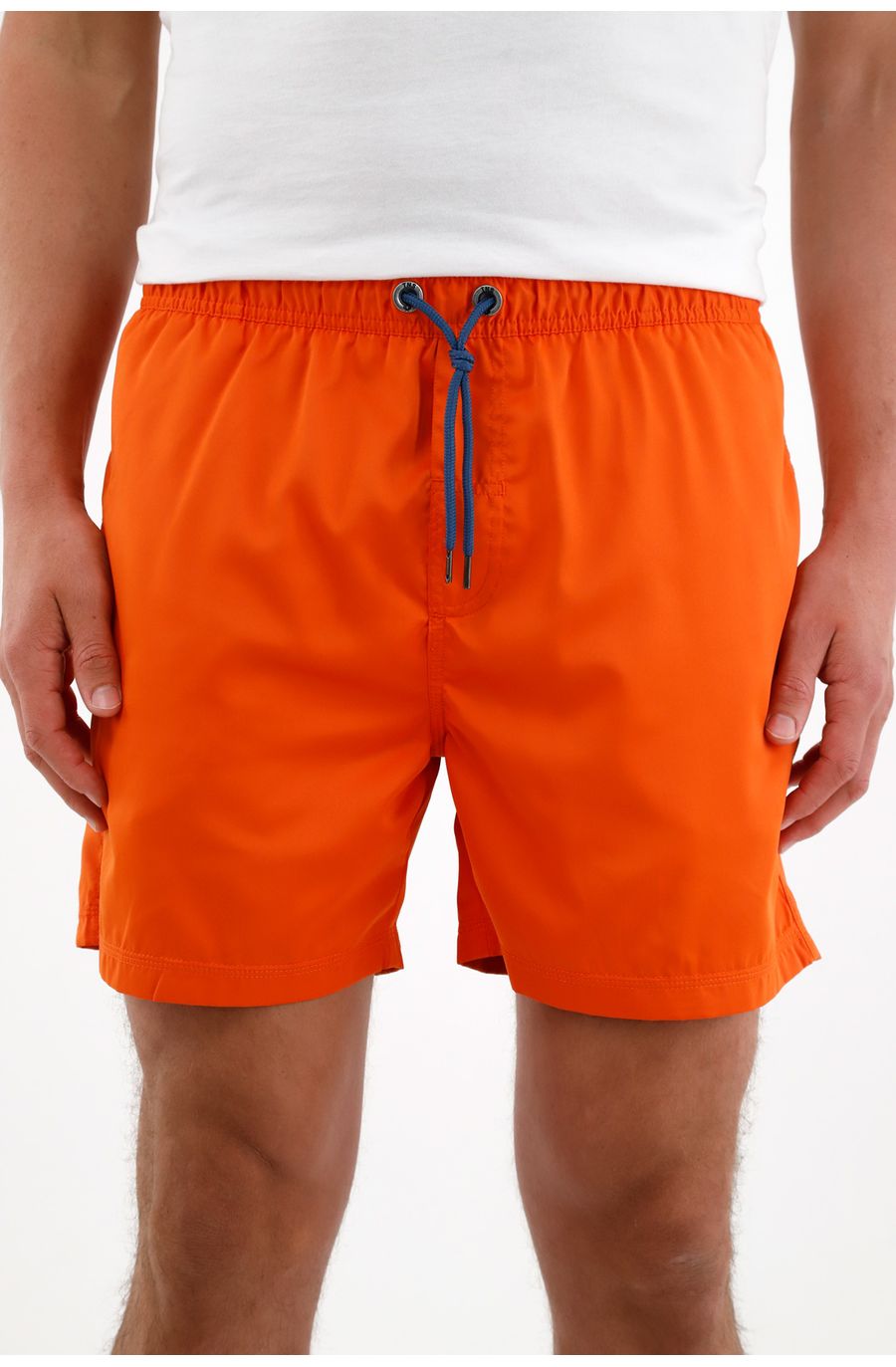 Pantaloneta de baño con pretina elástica naranja para hombre