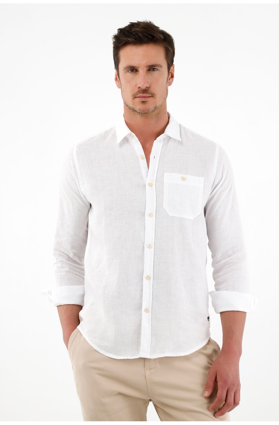 Camisa blanca en lino para hombre