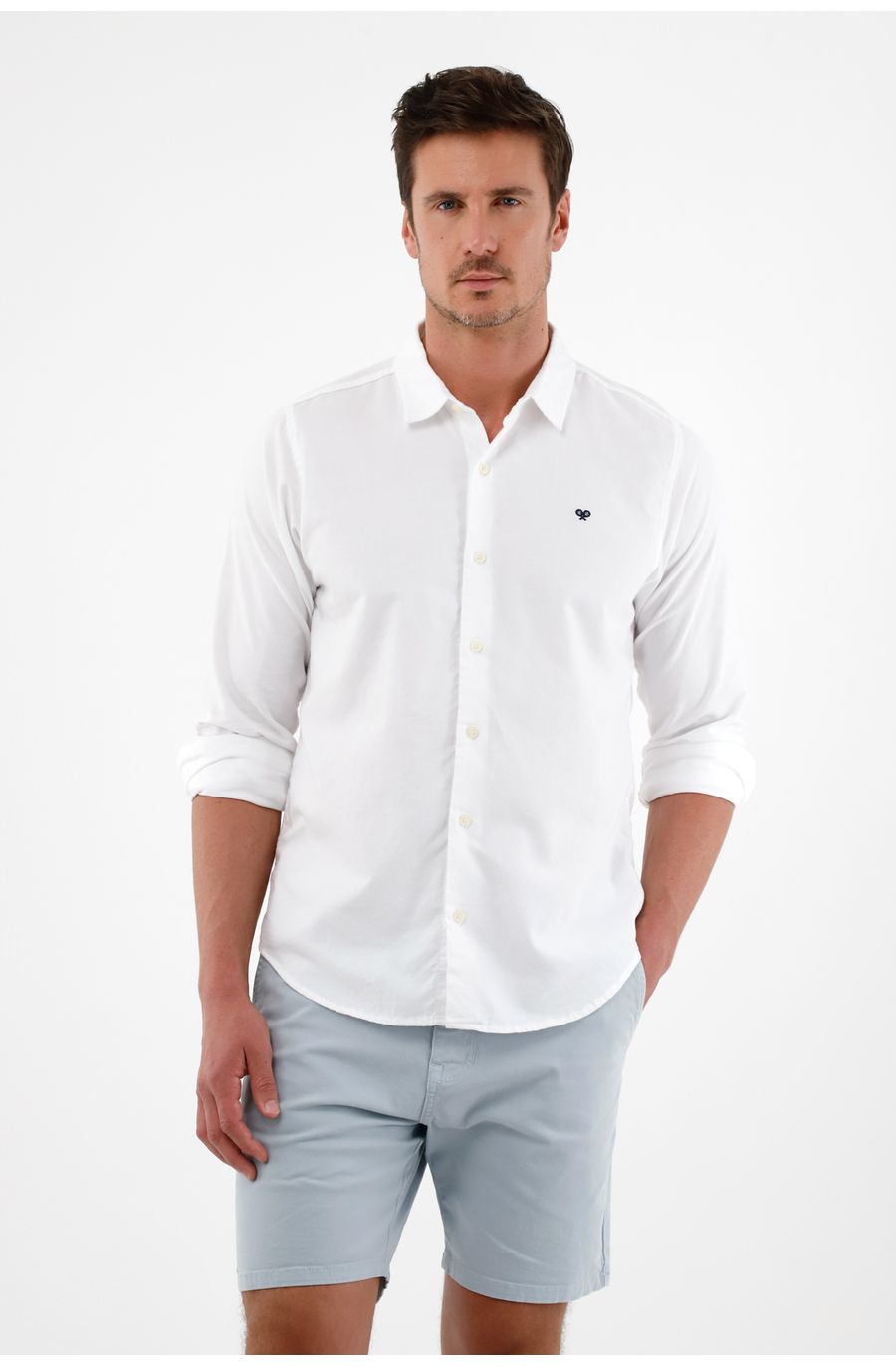 Camisa blanca manga larga para hombre