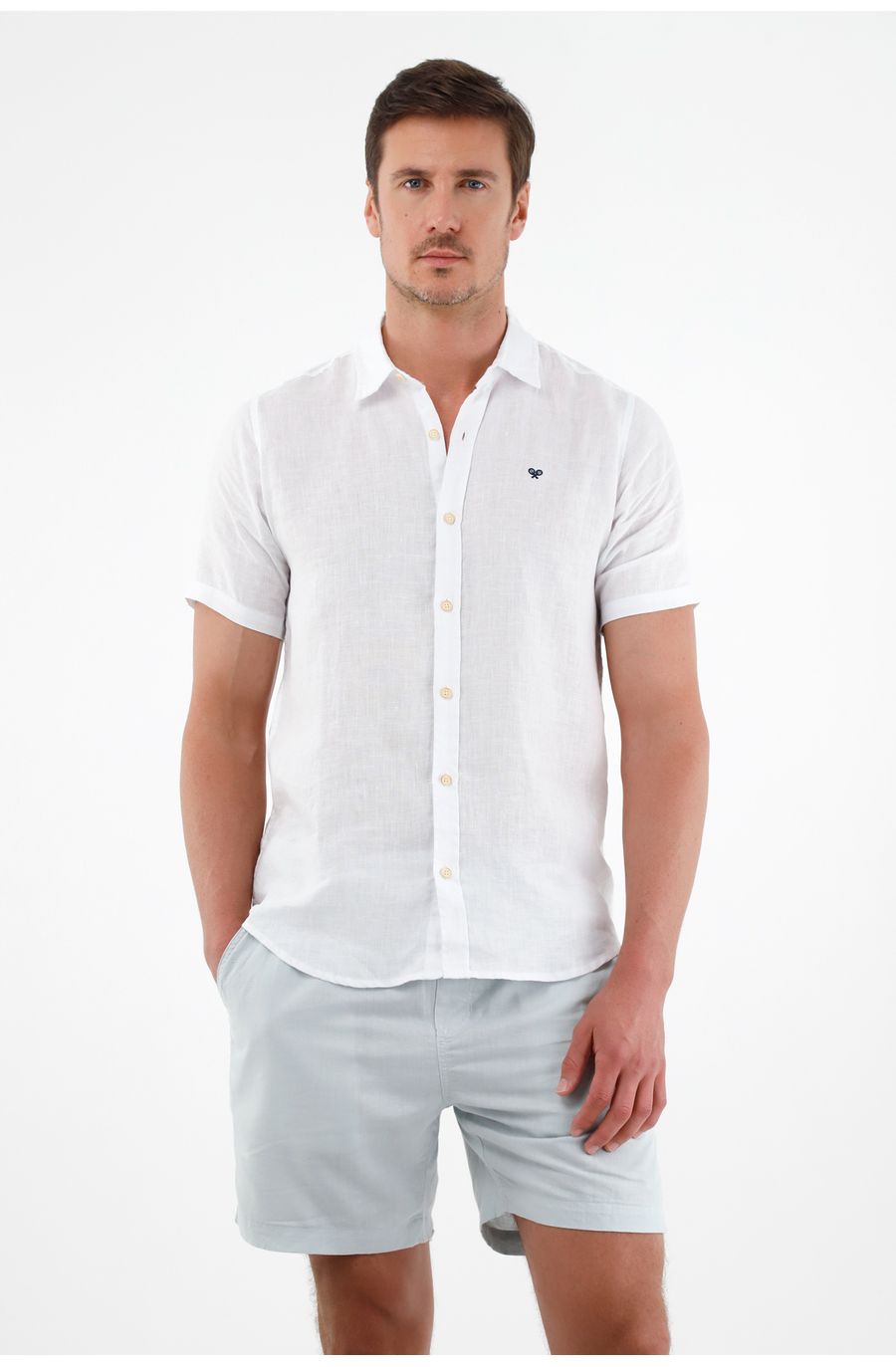 Camisa blanca en lino para hombre
