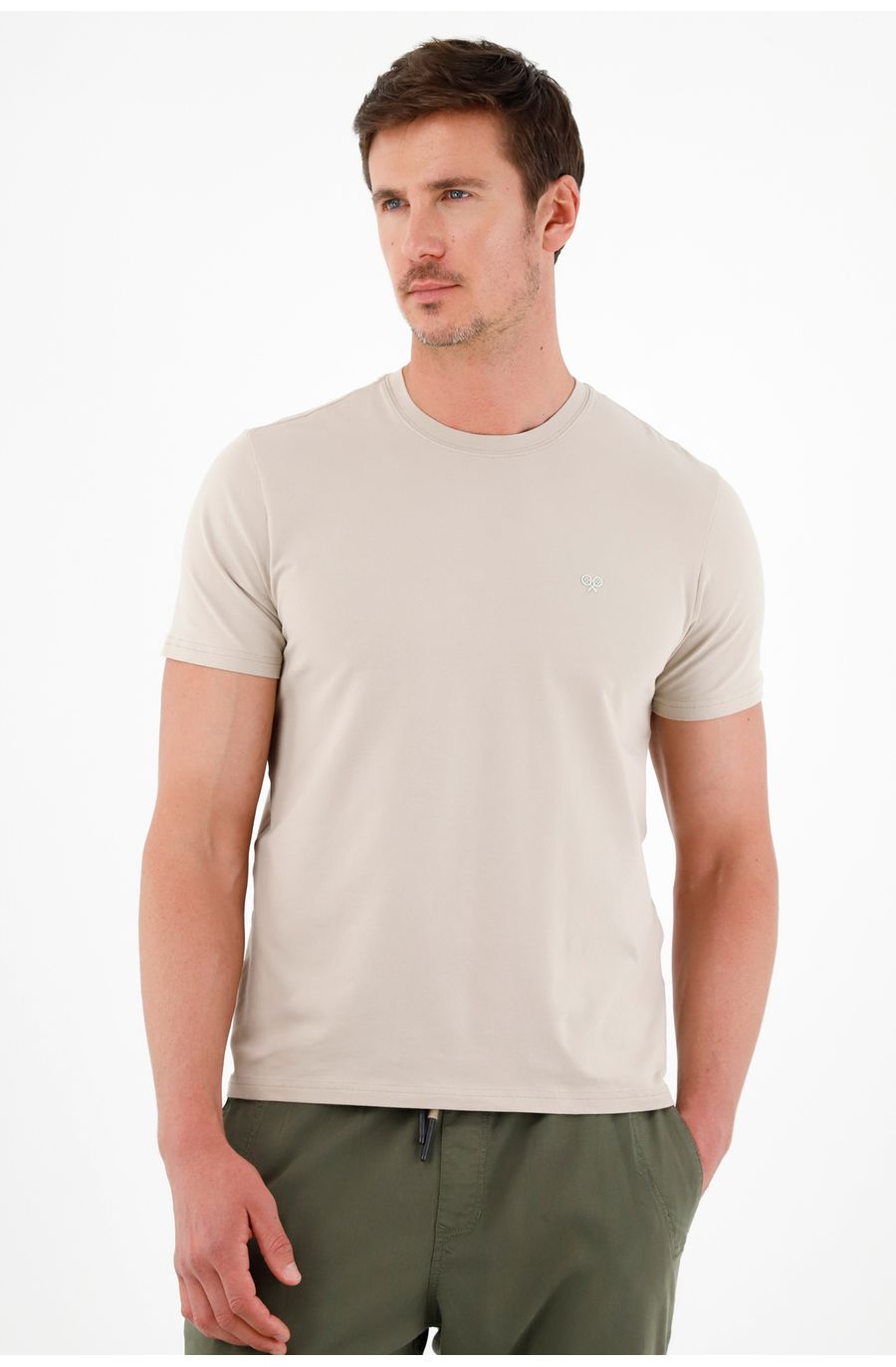 Camiseta gris manga corta para hombre