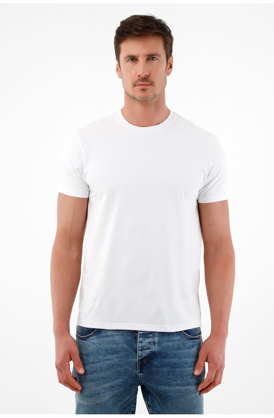 Camiseta cuello redondo blanca para hombre