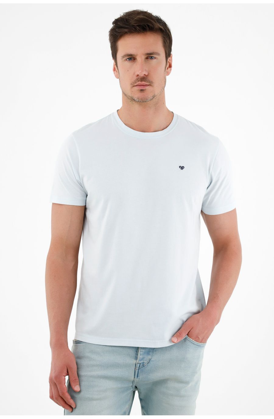 Camiseta cuello redondo azul para hombre
