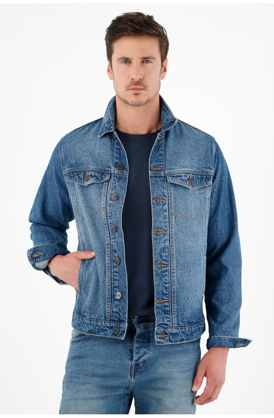 Chaqueta azul en denim para hombre