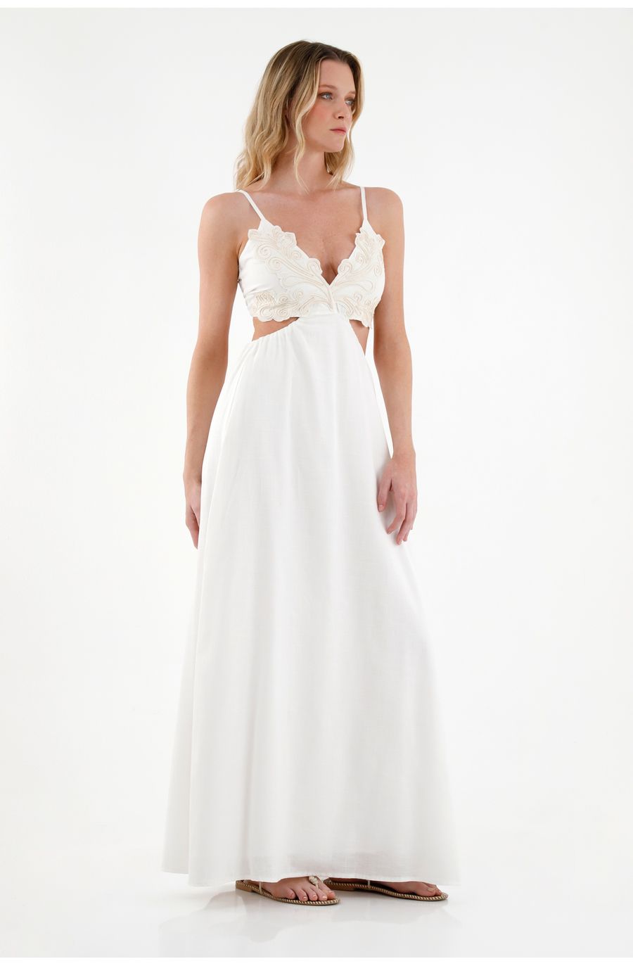 Vestido crudo con aberturas para mujer