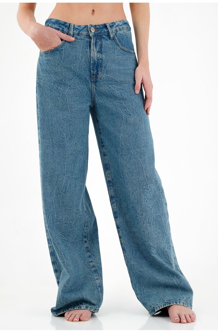Jean Wide Leg con efecto craquelado para mujer