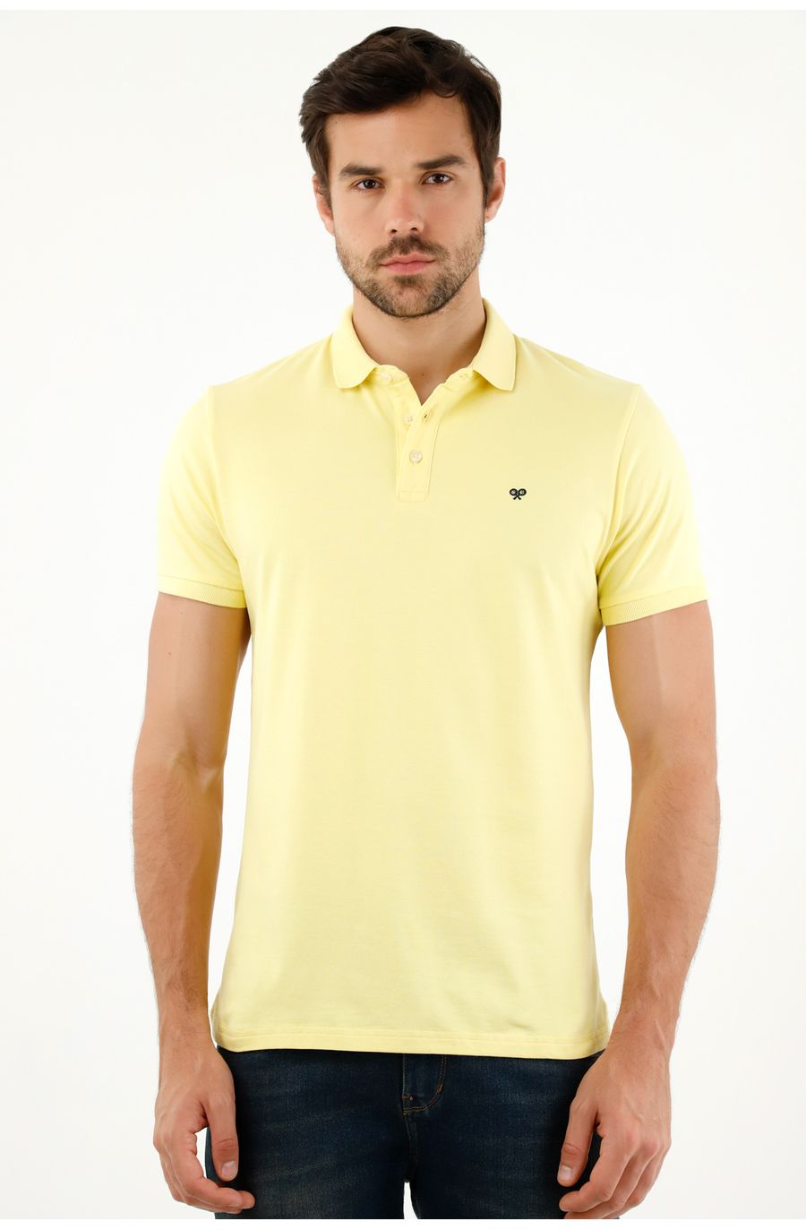 Polo amarilla Lycra-Algodón para hombre
