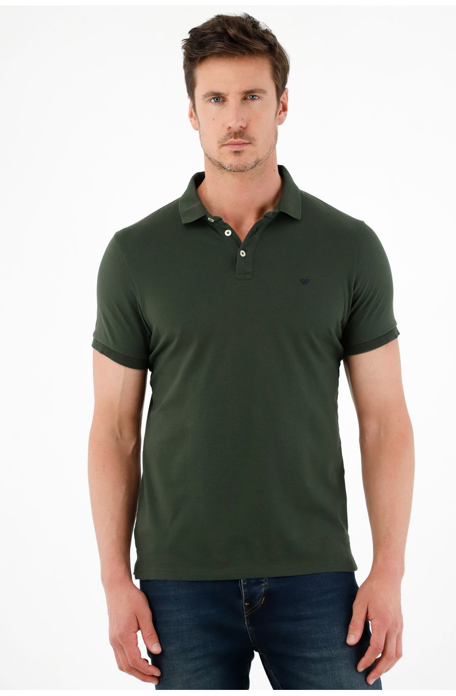 Polo verde Lycra-Algodón para hombre