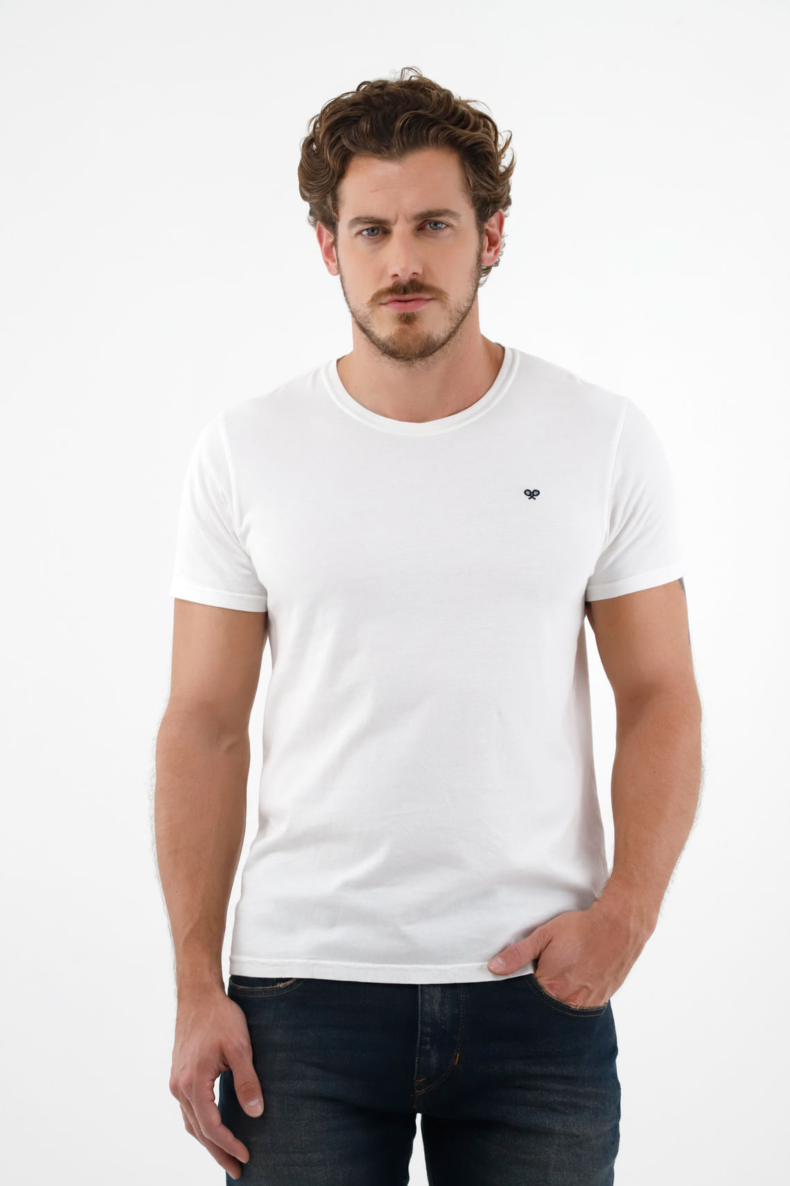 Camiseta blanca manga corta para hombre
