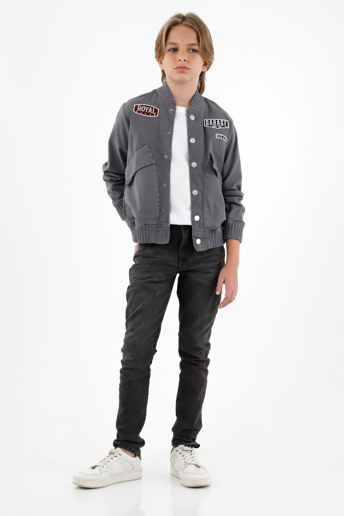 Chaqueta gris tipo bomber para niño