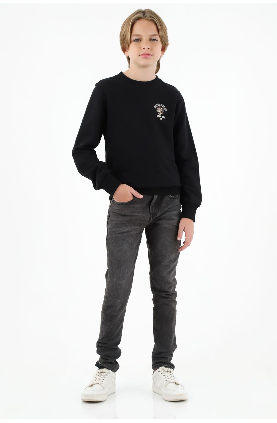 Buzo negro con mini print para niño