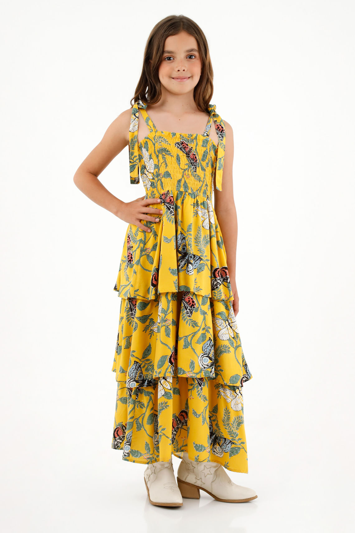 Vestido largo de boleros para niña