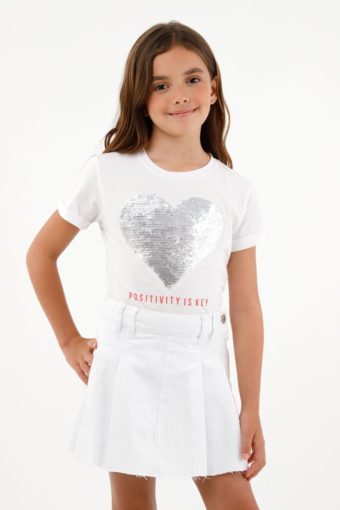Camiseta blanca manga corta para niña
