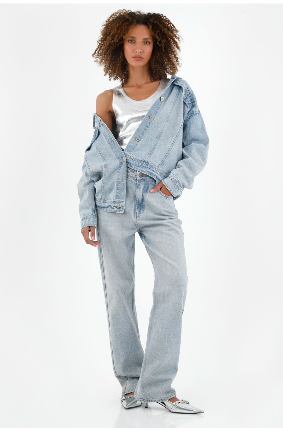 Chaqueta azul oversize para mujer