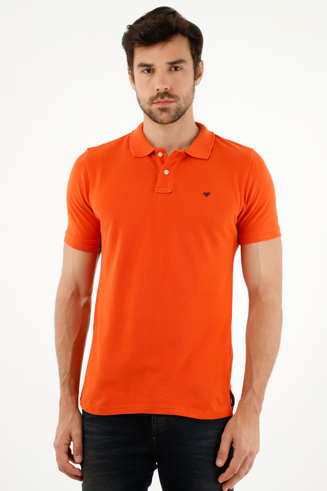 Polo naranja  Lycra-Algodón para hombre