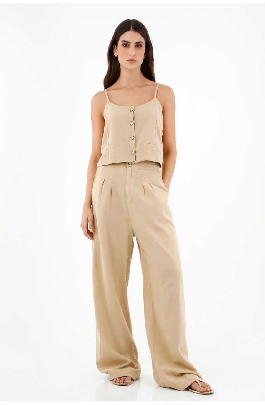 Camisa de tiras crudo para mujer