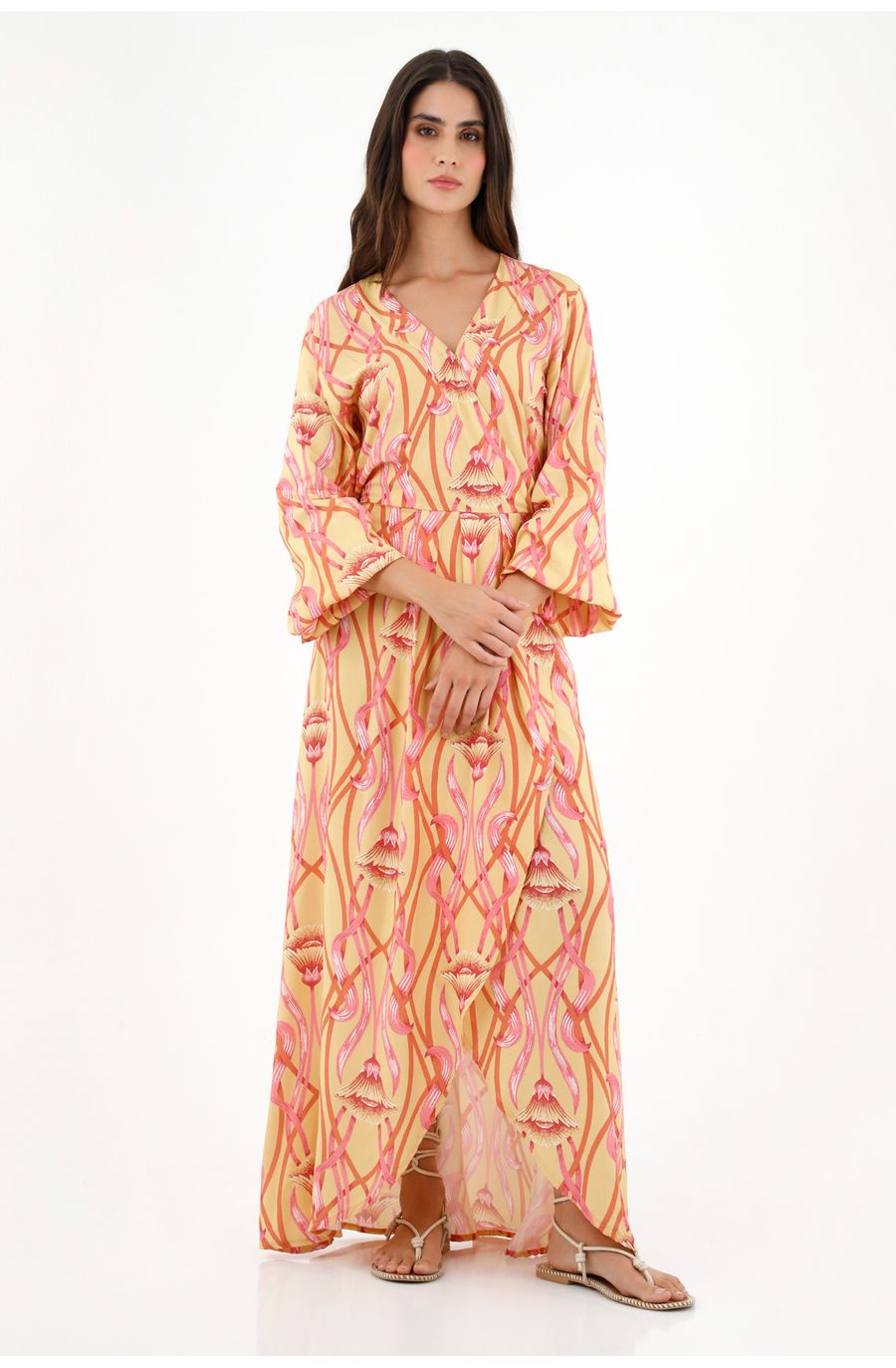 Vestido largo con estampado de flores para mujer