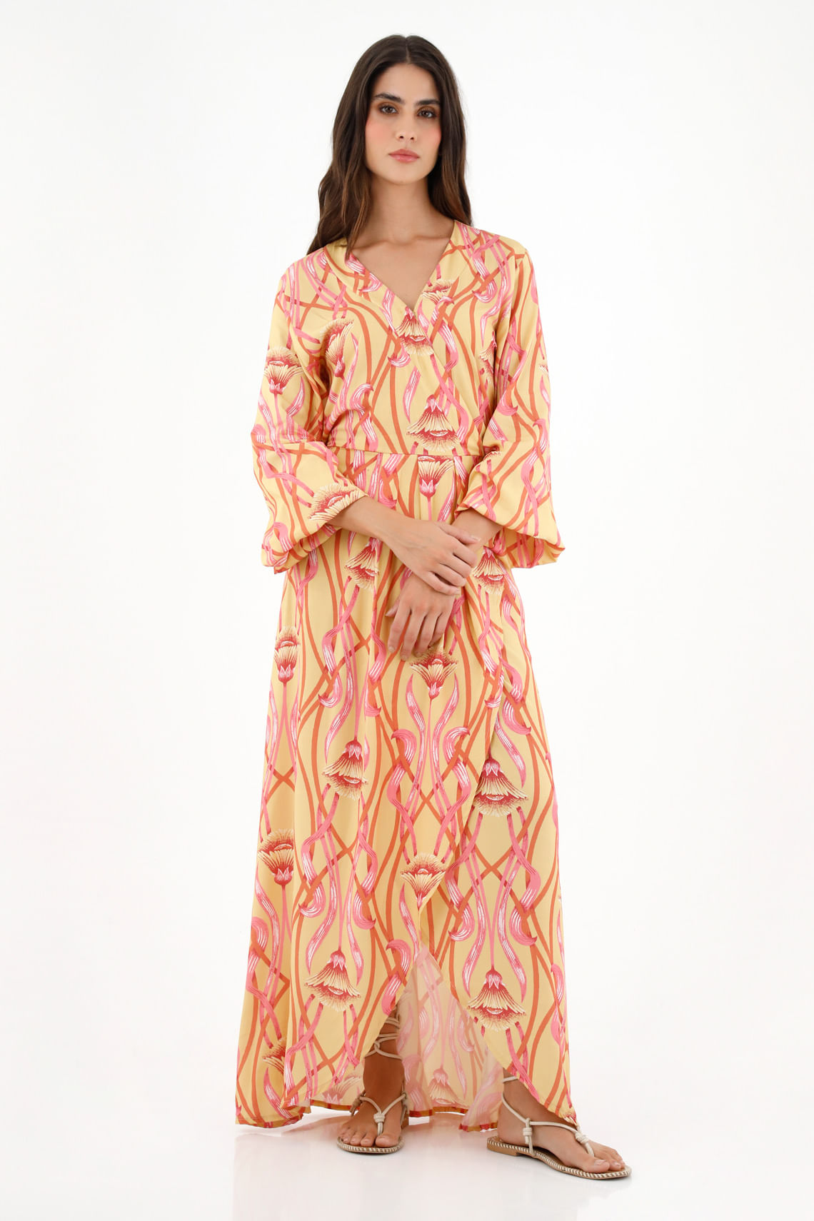 Vestido largo con estampado de flores para mujer